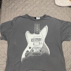 NIRVANA Charcoal Shirt with Guitar Graphic